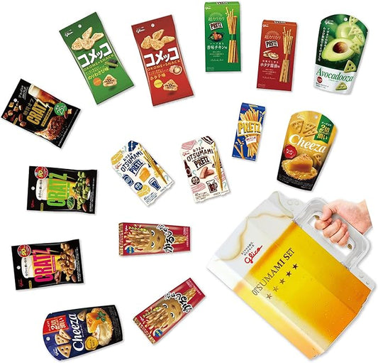 Glico Snack Set with 15 Items in a Beer Mug-shaped Box